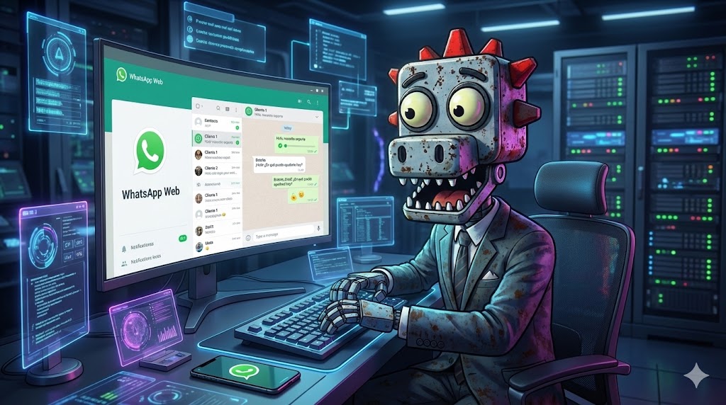 Chatbot automatizado respondiendo mensajes en WhatsApp Business - Interfaz de conversación con cliente en español mostrando automatización inteligente