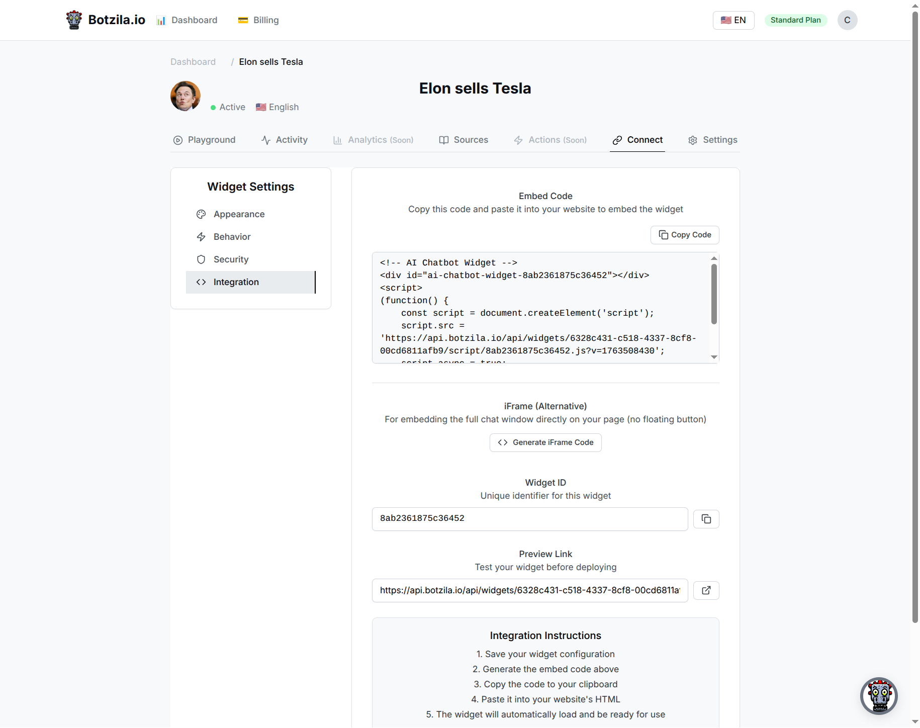 Widget Embed Code